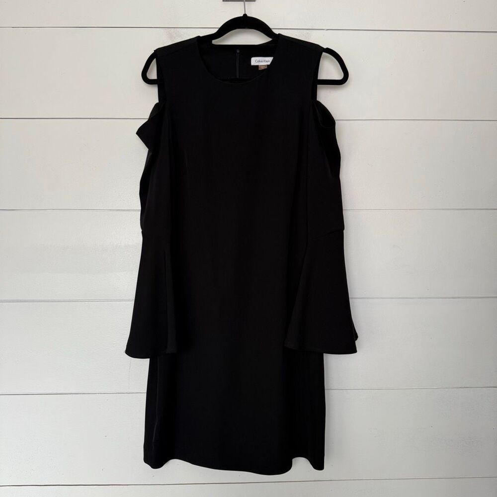Calvin Klein Women’s 10 Black Cold Shoulder Dress Career Office Core